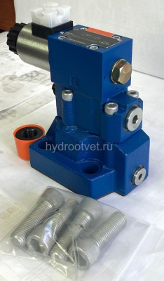 DBW20B2-5X/200CW220-50N9K4 - Предохранительный клапан Ду25 с давлением настройки до 200 бар, управление - X и Y - внутренние с разгрузкой B = открыт с электроуправлением W220
