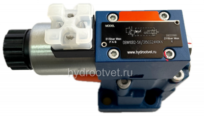 DBW10A2-5X/315CG24N9K4 - Предохранительный клапан Ду10 с давлением настройки до 315 бар, управление - X и Y - внутренние с разгрузкой A = закрыт с электроуправлением G24